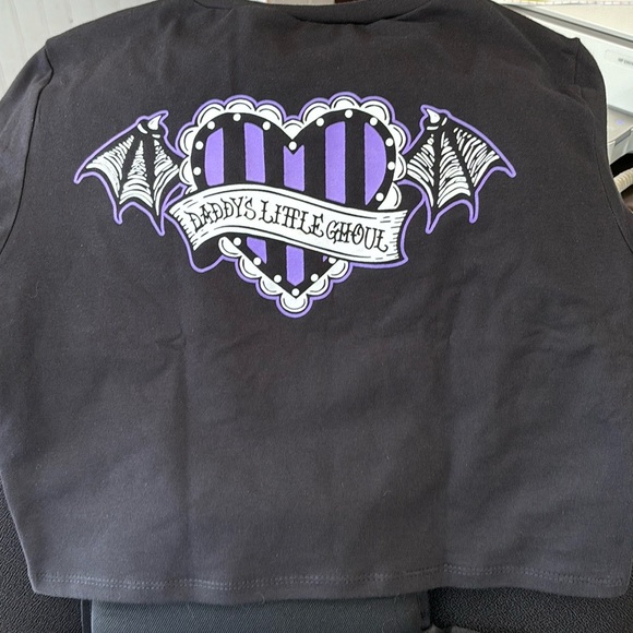 Too Fast Daddy’s Little Ghoul Crop Baby tee NWT - Picture 3 of 5